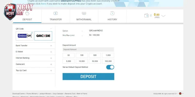 Hướng dẫn nạp tiền cược vào W88 website chính chủ